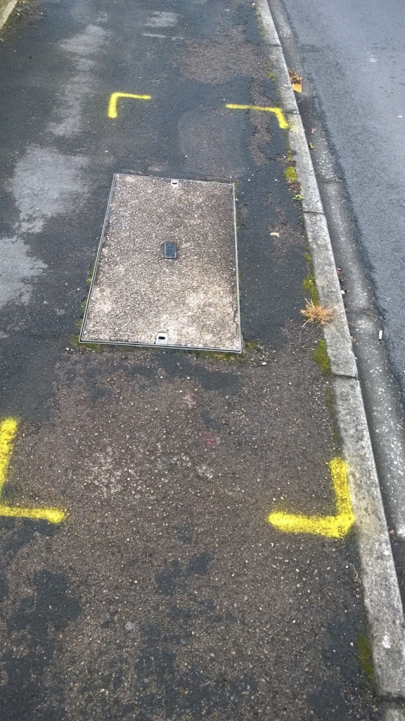 Marked for repair - pavement on Eden Close